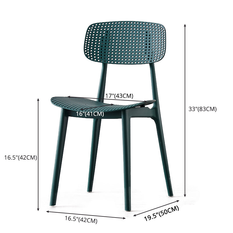 Sillas de comedor escandinavas sin brazos Silla auxiliar de plástico con respaldo abierto (juego de 4)