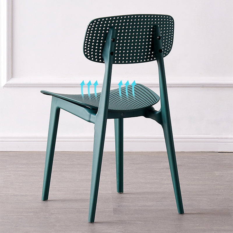 Sillas de comedor escandinavas sin brazos Silla auxiliar de plástico con respaldo abierto (juego de 4)