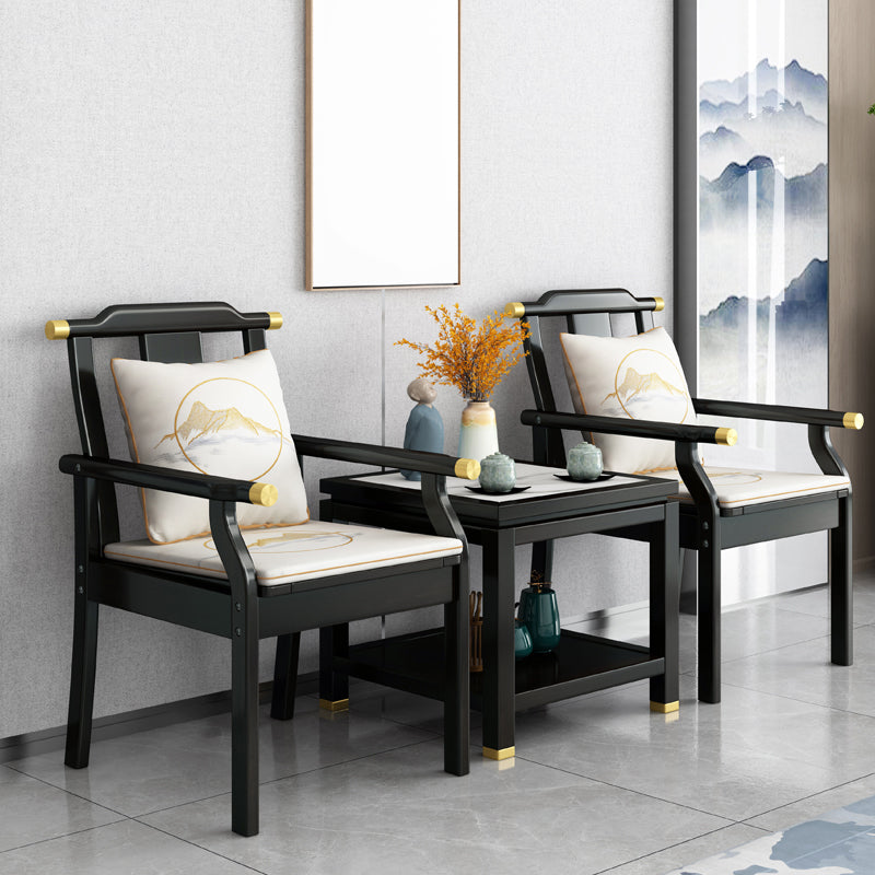 Sillón de comedor tradicional con brazo trasero de listones y patas de madera