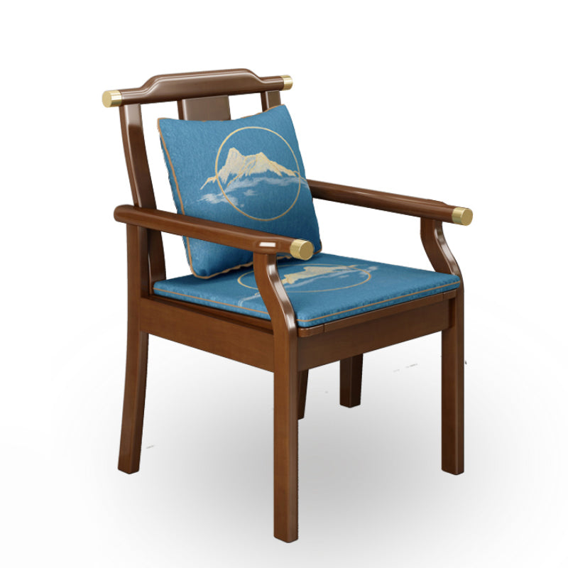 Sillón de comedor tradicional con brazo trasero de listones y patas de madera