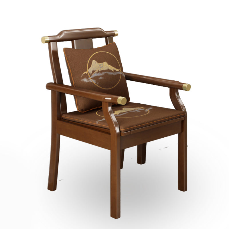 Sillón de comedor tradicional con brazo trasero de listones y patas de madera