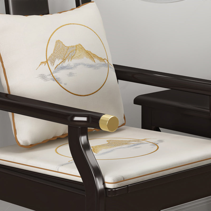 Sillón de comedor tradicional con brazo trasero de listones y patas de madera
