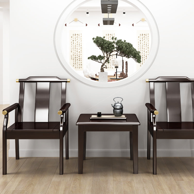 Sillón de comedor tradicional con brazo trasero de listones y patas de madera