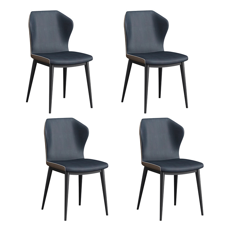 Chaises de salle à manger contemporaines en métal Chaises sans accoudoirs en similicuir (Ensemble de 4)