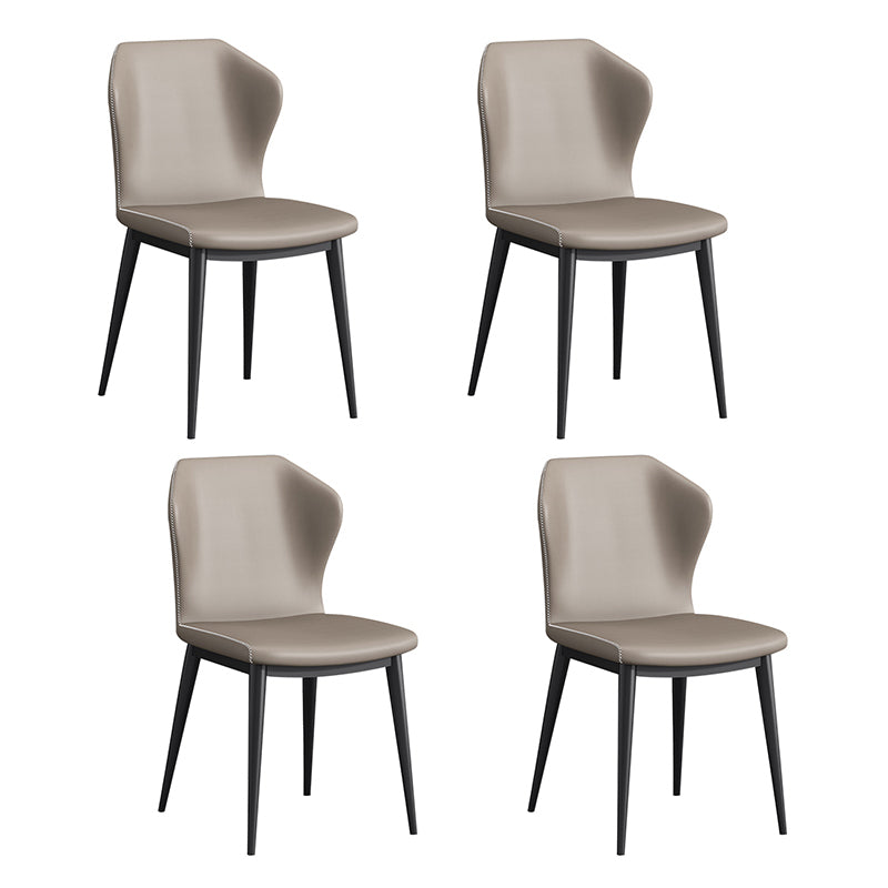 Chaises de salle à manger contemporaines en métal Chaises sans accoudoirs en similicuir (Ensemble de 4)