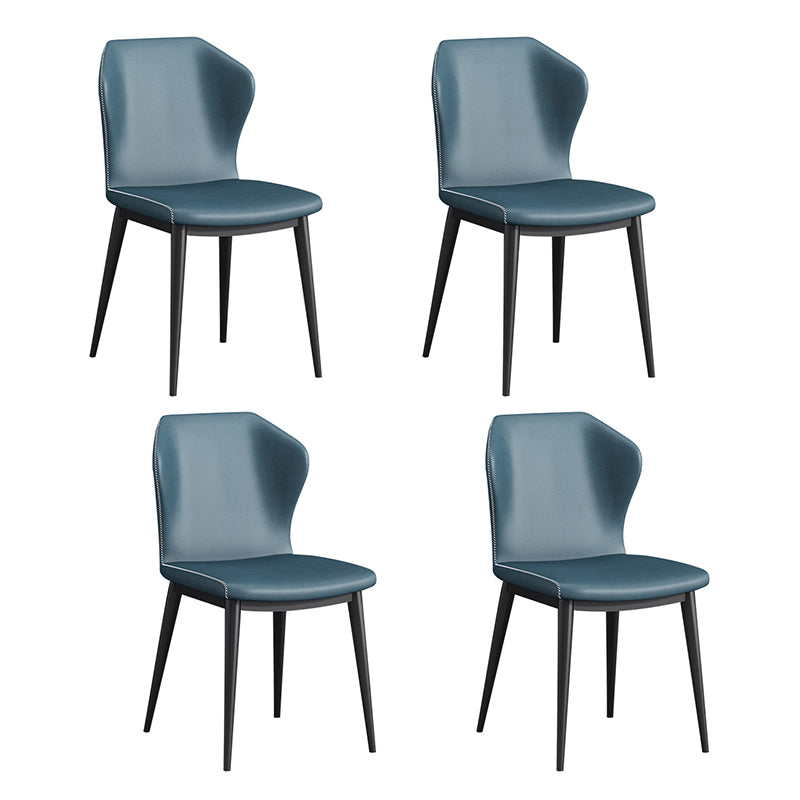 Chaises de salle à manger contemporaines en métal Chaises sans accoudoirs en similicuir (Ensemble de 4)