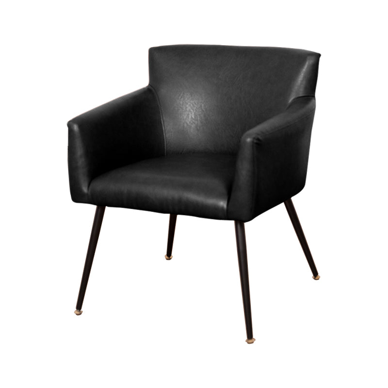 Chaise de salle à manger contemporaine en métal, fauteuil de salle à manger simple en faux cuir