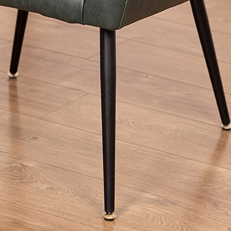 Chaise de salle à manger contemporaine en métal, fauteuil de salle à manger simple en faux cuir