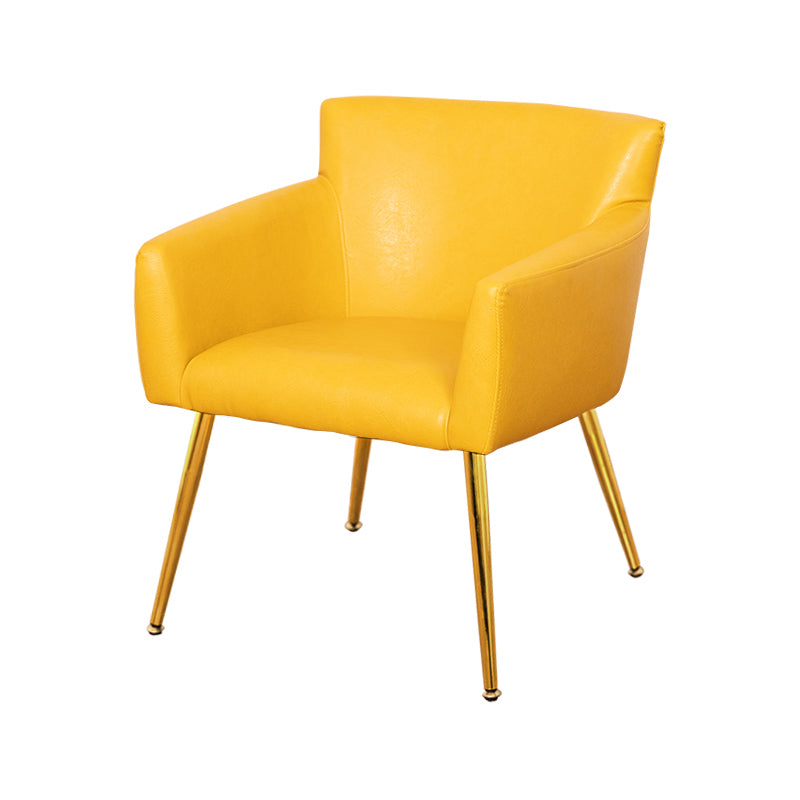 Chaise de salle à manger contemporaine en métal, fauteuil de salle à manger simple en faux cuir