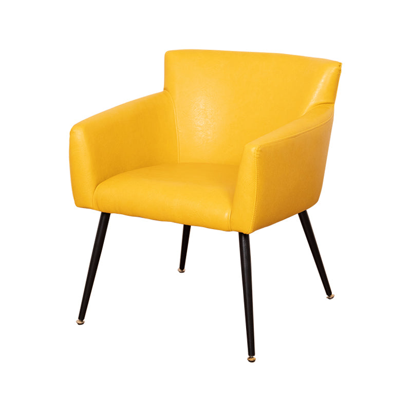 Chaise de salle à manger contemporaine en métal, fauteuil de salle à manger simple en faux cuir