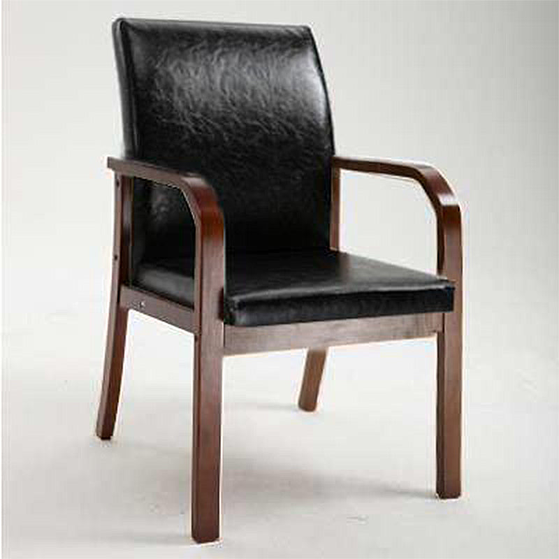 Scandinavian Home Arm Chair Solid Back Wood Upholstered Single Dining Room Chair