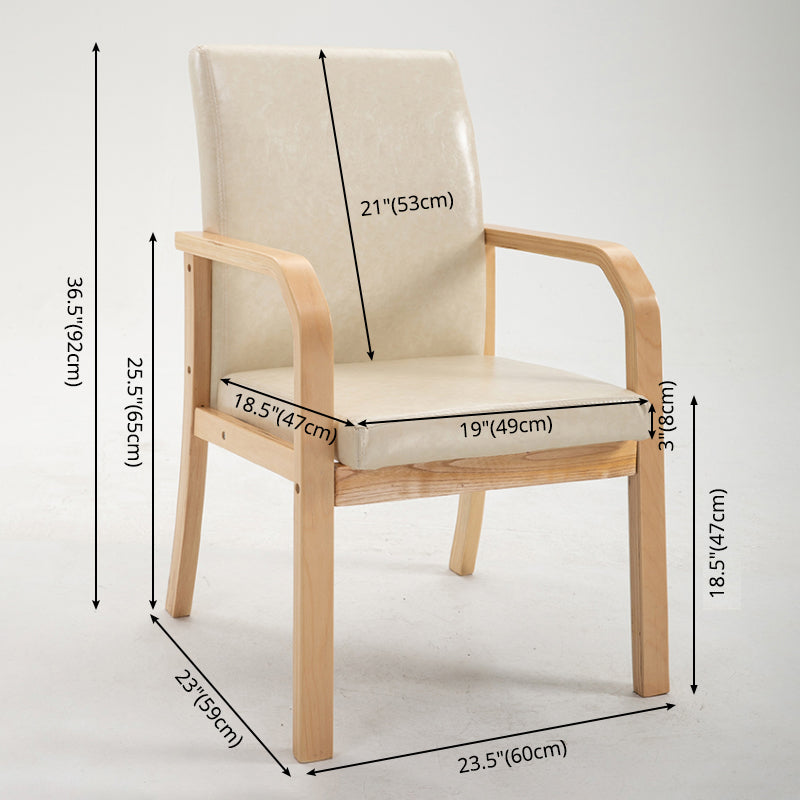Scandinavian Home Arm Chair Solid Back Wood Upholstered Single Dining Room Chair