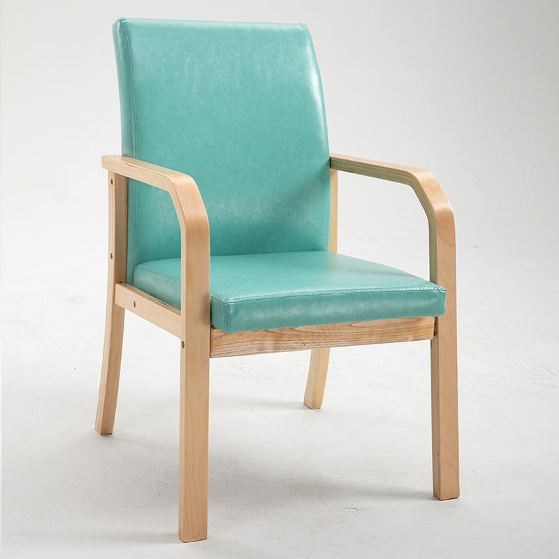 Scandinavian Home Arm Chair Solid Back Wood Upholstered Single Dining Room Chair