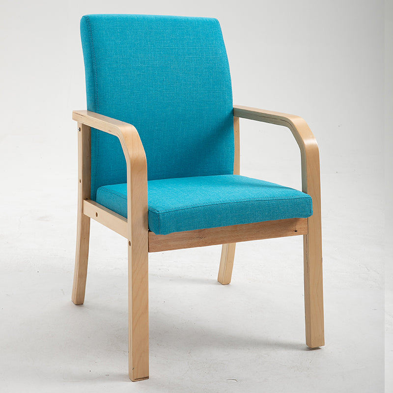 Scandinavian Home Arm Chair Solid Back Wood Upholstered Single Dining Room Chair