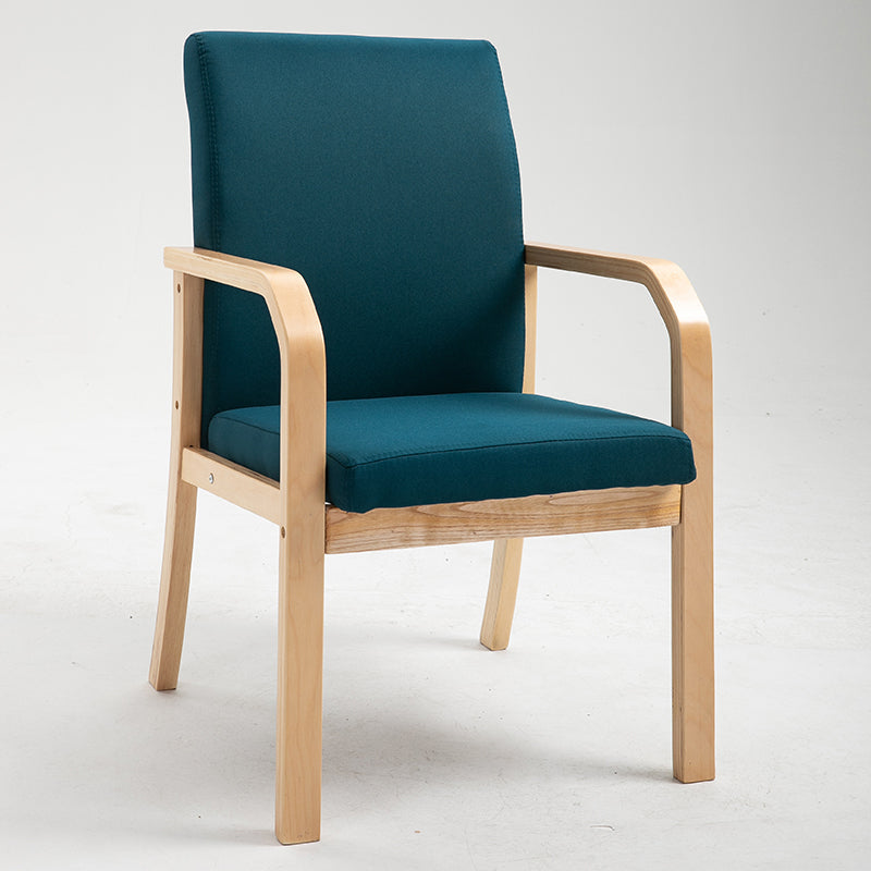 Scandinavian Home Arm Chair Solid Back Wood Upholstered Single Dining Room Chair