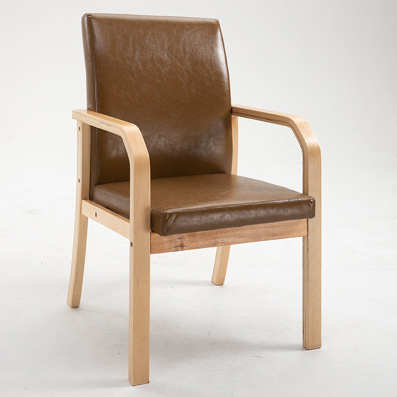 Scandinavian Home Arm Chair Solid Back Wood Upholstered Single Dining Room Chair