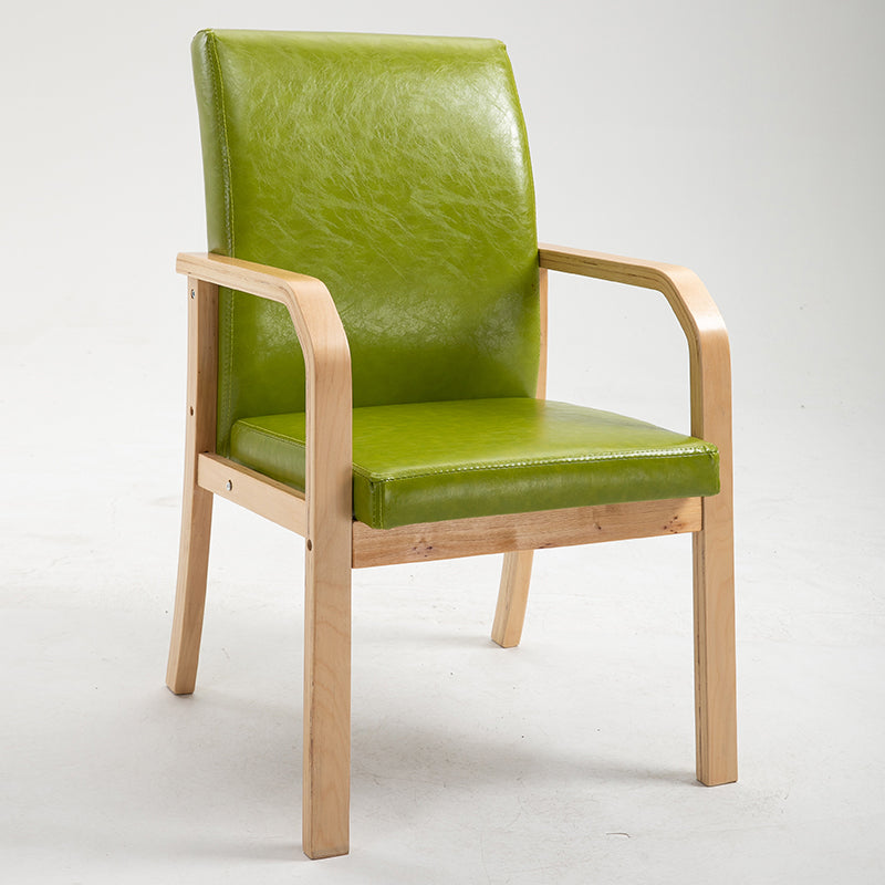 Scandinavian Home Arm Chair Solid Back Wood Upholstered Single Dining Room Chair