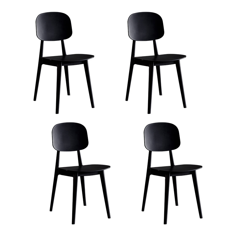 Scandinavian Plastic Armless Dining Chairs Open Back Side Chair (Set of 4)