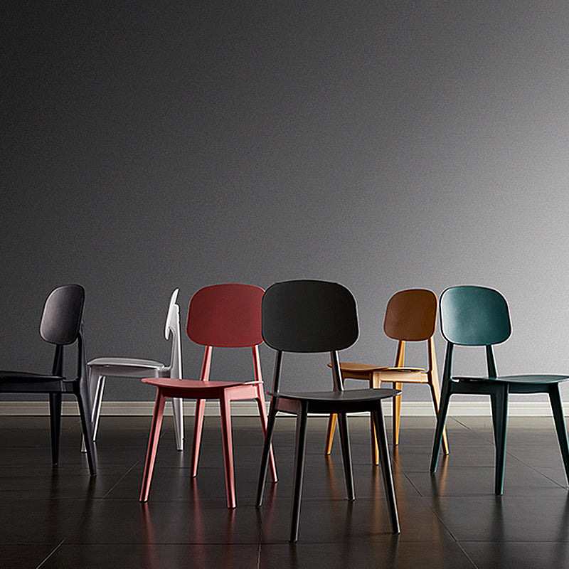 Scandinavian Plastic Armless Dining Chairs Open Back Side Chair (Set of 4)