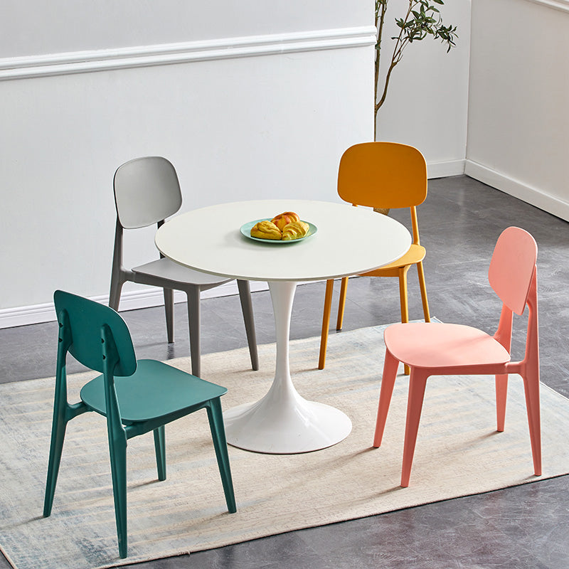 Scandinavian Plastic Armless Dining Chairs Open Back Side Chair (Set of 4)