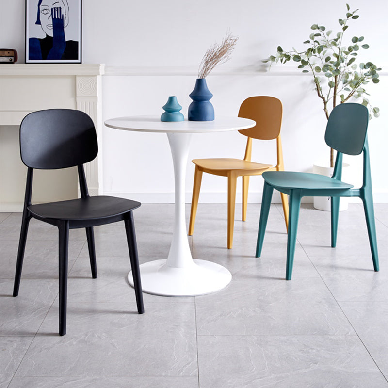 Scandinavian Plastic Armless Dining Chairs Open Back Side Chair (Set of 4)