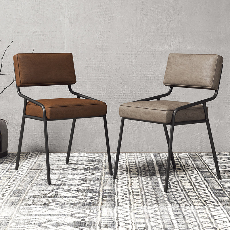 Chaise d'appoint de maison scandinave, chaise de salle à manger à dossier ouvert en métal rembourrée