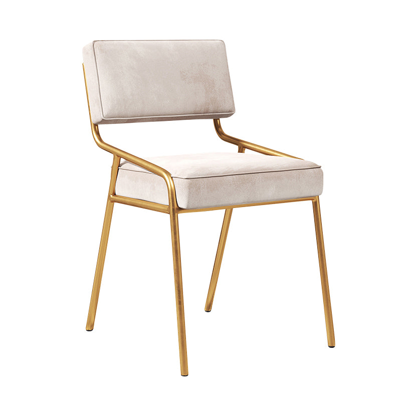 Chaise d'appoint de maison scandinave, chaise de salle à manger à dossier ouvert en métal rembourrée