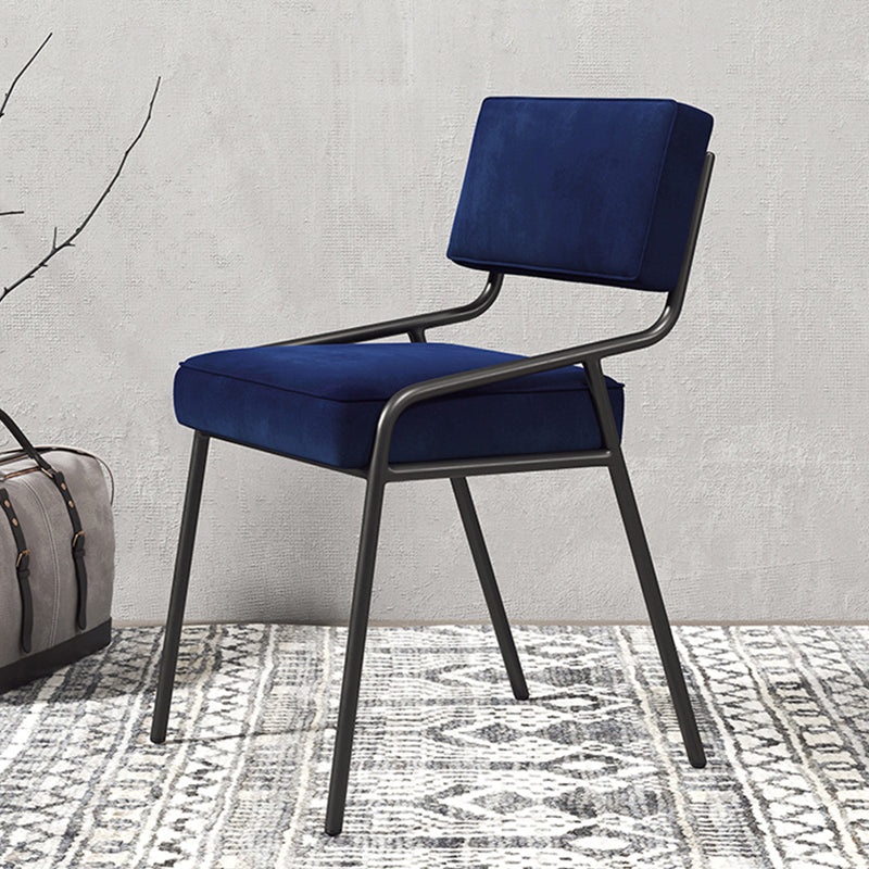Chaise d'appoint de maison scandinave, chaise de salle à manger à dossier ouvert en métal rembourrée