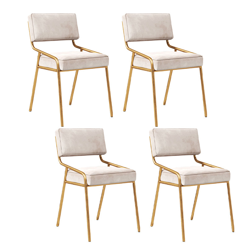 Chaise d'appoint de maison scandinave, chaise de salle à manger à dossier ouvert en métal rembourrée