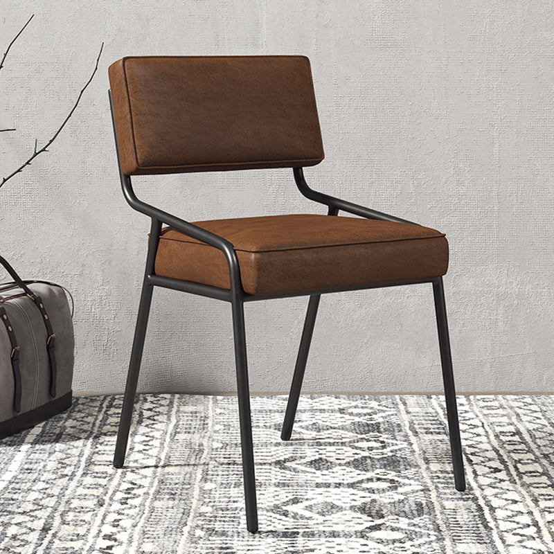 Chaise d'appoint de maison scandinave, chaise de salle à manger à dossier ouvert en métal rembourrée