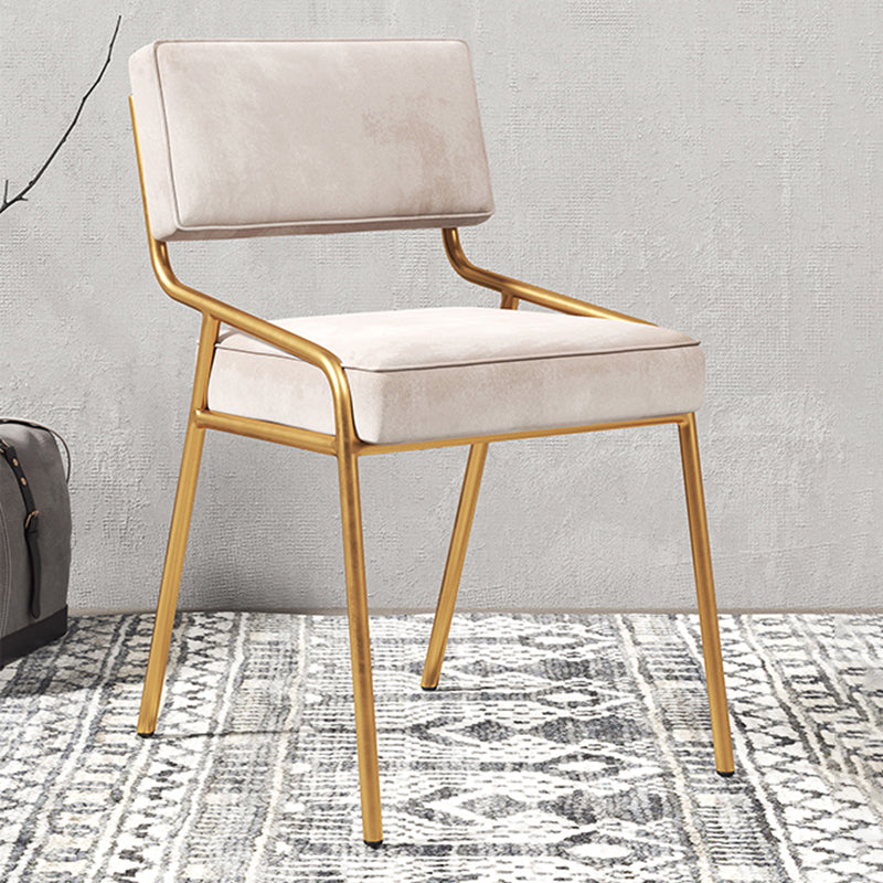 Chaise d'appoint de maison scandinave, chaise de salle à manger à dossier ouvert en métal rembourrée