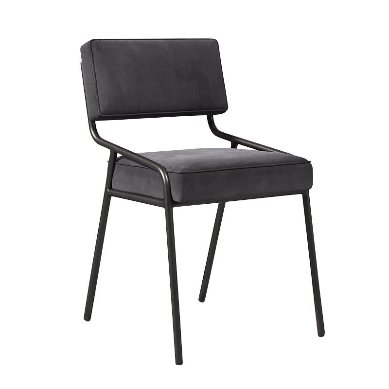 Chaise d'appoint de maison scandinave, chaise de salle à manger à dossier ouvert en métal rembourrée