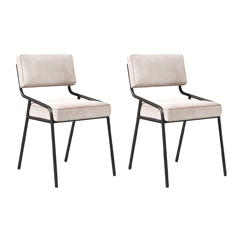 Chaise d'appoint de maison scandinave, chaise de salle à manger à dossier ouvert en métal rembourrée