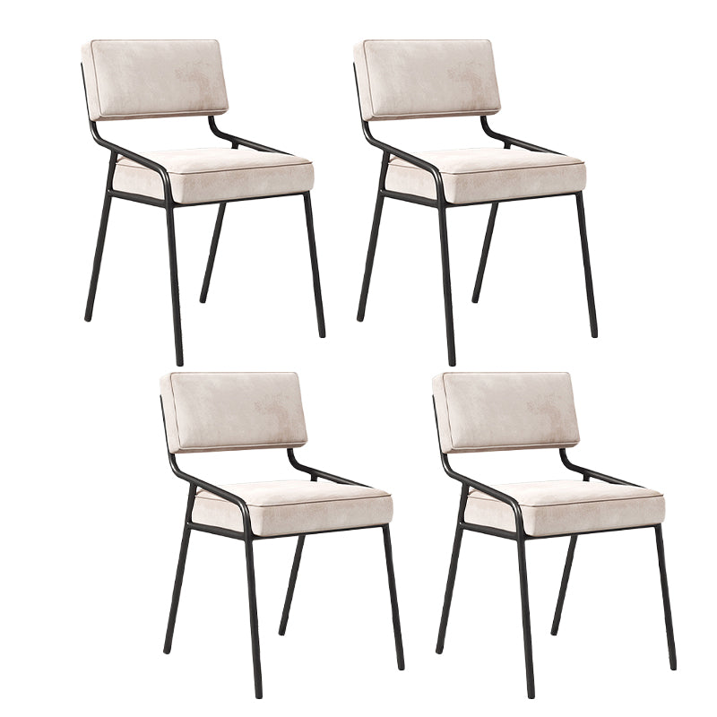 Chaise d'appoint de maison scandinave, chaise de salle à manger à dossier ouvert en métal rembourrée
