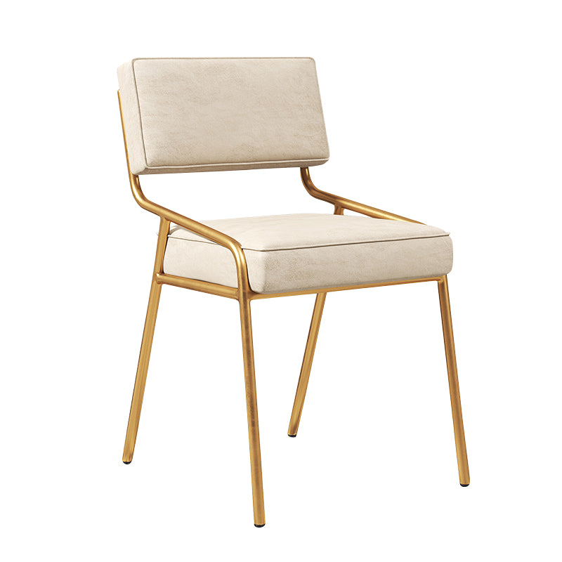 Chaise d'appoint de maison scandinave, chaise de salle à manger à dossier ouvert en métal rembourrée