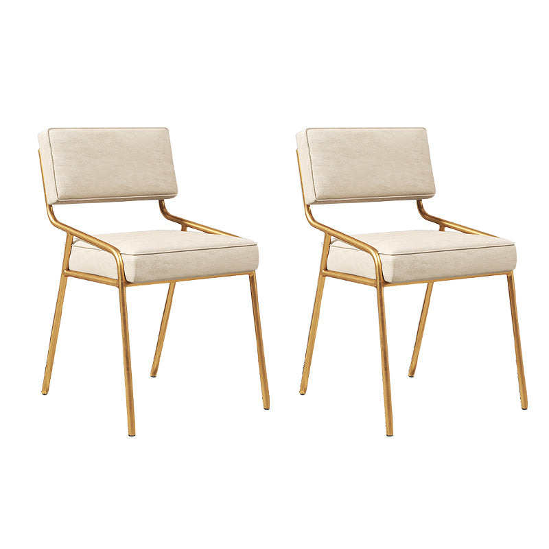 Chaise d'appoint de maison scandinave, chaise de salle à manger à dossier ouvert en métal rembourrée