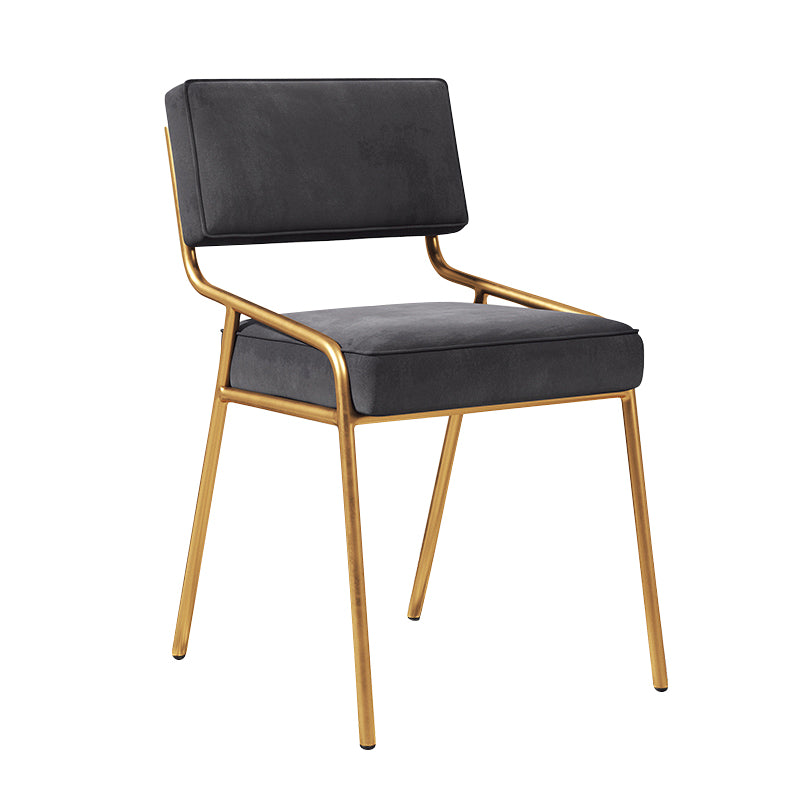 Chaise d'appoint de maison scandinave, chaise de salle à manger à dossier ouvert en métal rembourrée