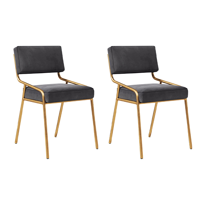 Chaise d'appoint de maison scandinave, chaise de salle à manger à dossier ouvert en métal rembourrée