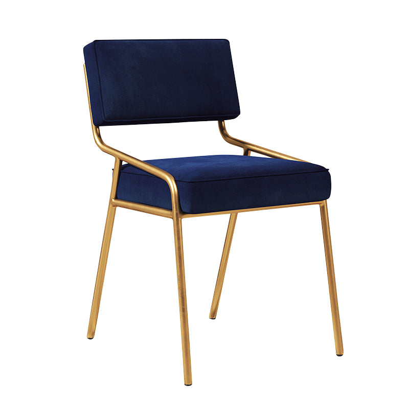 Chaise d'appoint de maison scandinave, chaise de salle à manger à dossier ouvert en métal rembourrée