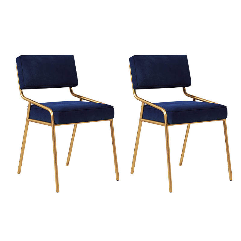 Chaise d'appoint de maison scandinave, chaise de salle à manger à dossier ouvert en métal rembourrée