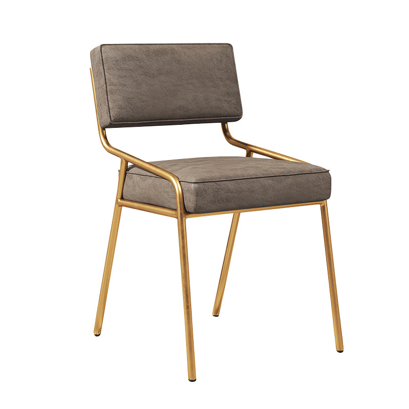 Chaise d'appoint de maison scandinave, chaise de salle à manger à dossier ouvert en métal rembourrée