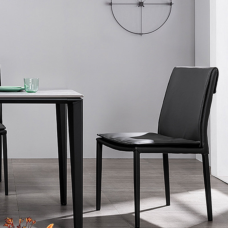 Chaise d'appoint de style moderne pour la maison, chaise de salle à manger rembourrée en métal à dossier solide (Ensemble de 2)