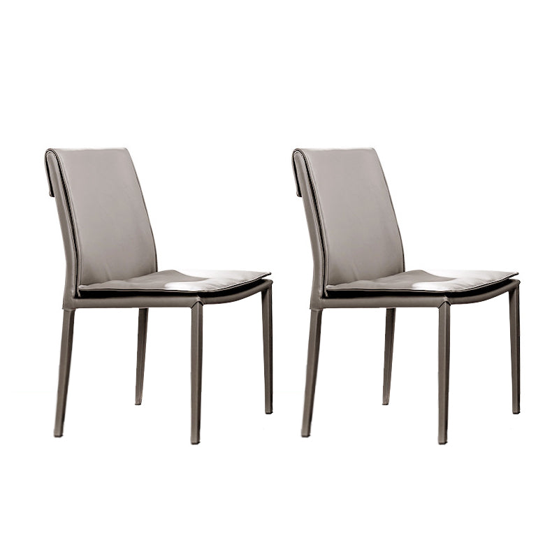 Chaise d'appoint de style moderne pour la maison, chaise de salle à manger rembourrée en métal à dossier solide (Ensemble de 2)