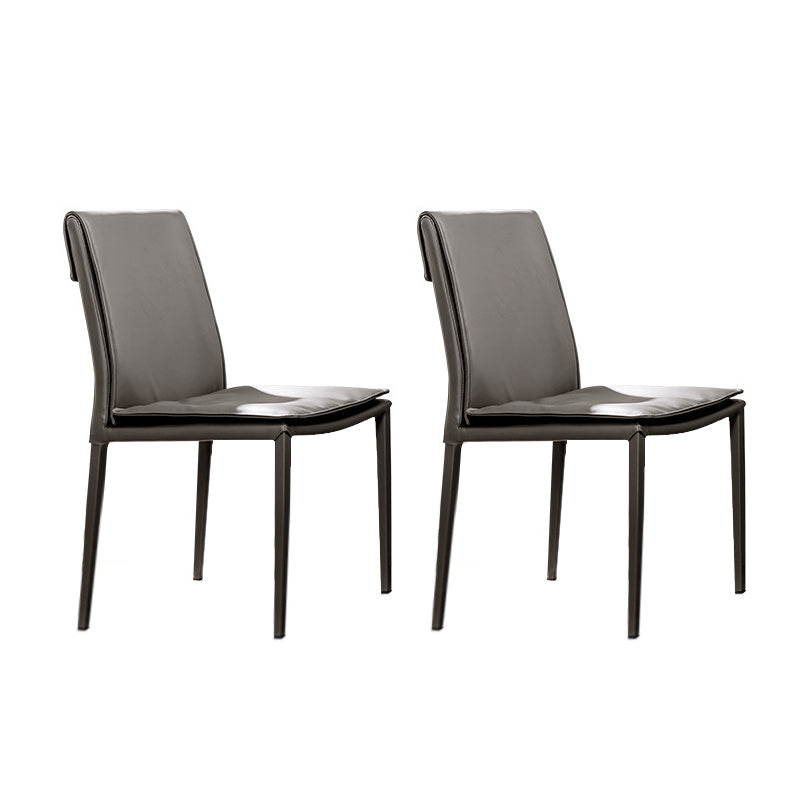 Chaise d'appoint de style moderne pour la maison, chaise de salle à manger rembourrée en métal à dossier solide (Ensemble de 2)