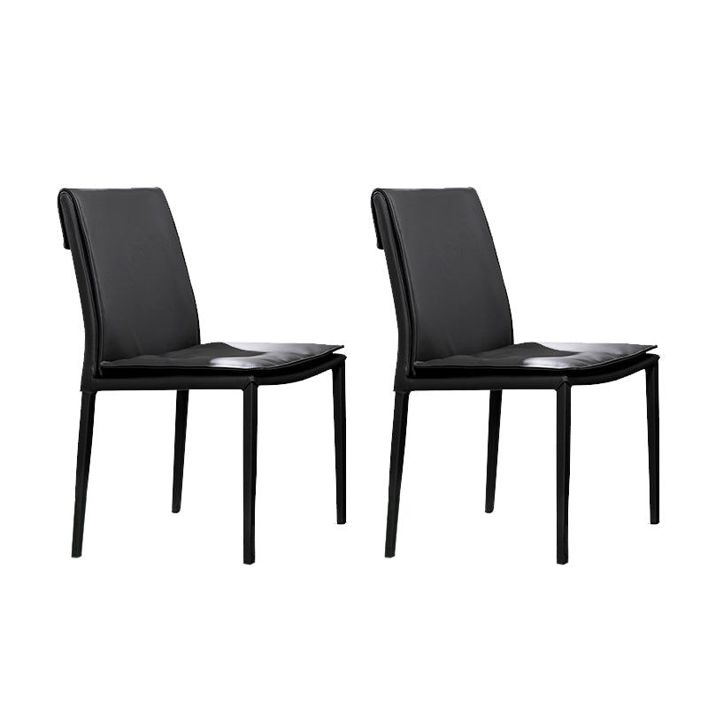 Chaise d'appoint de style moderne pour la maison, chaise de salle à manger rembourrée en métal à dossier solide (Ensemble de 2)