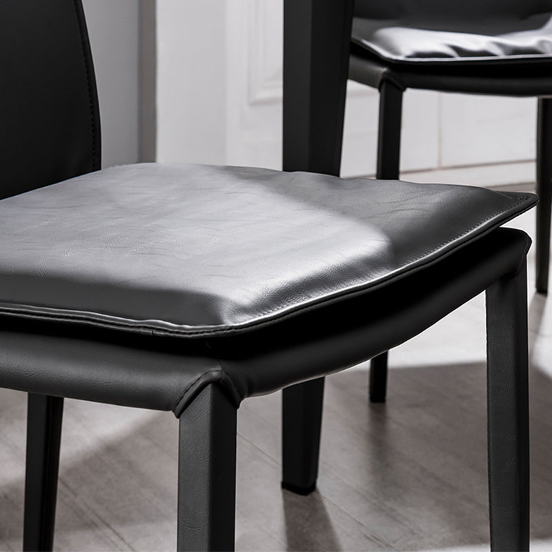 Chaise d'appoint de style moderne pour la maison, chaise de salle à manger rembourrée en métal à dossier solide (Ensemble de 2)