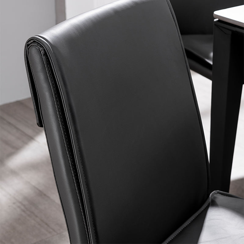 Chaise d'appoint de style moderne pour la maison, chaise de salle à manger rembourrée en métal à dossier solide (Ensemble de 2)