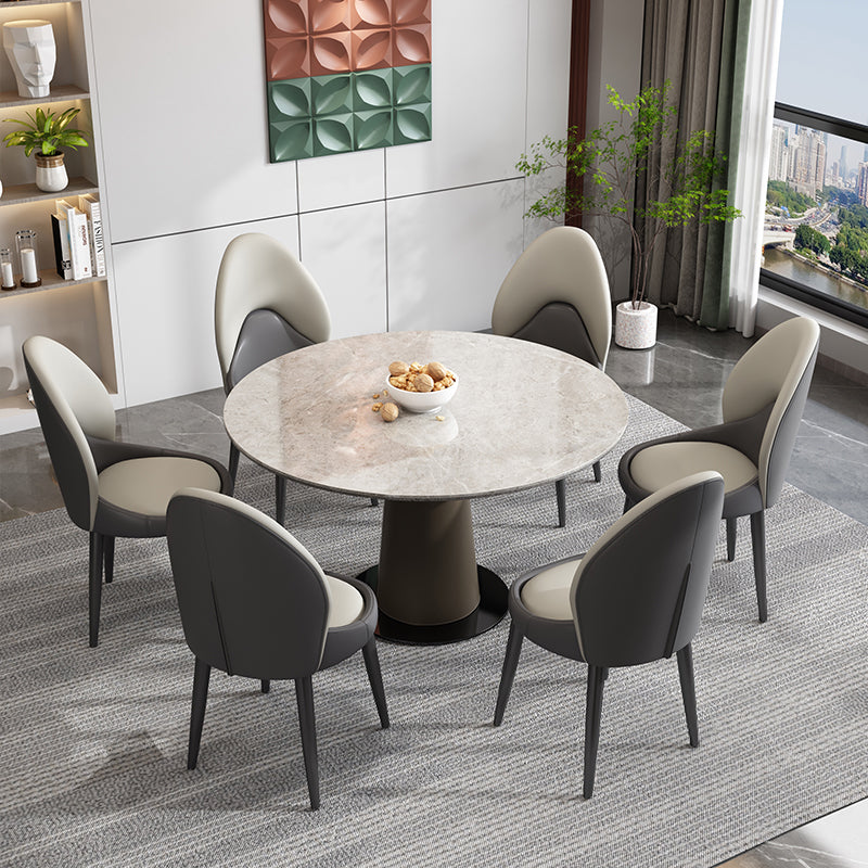 Chaise d'appoint de style moderne, chaise de salle à manger rembourrée en métal à dossier solide (Ensemble de 2)
