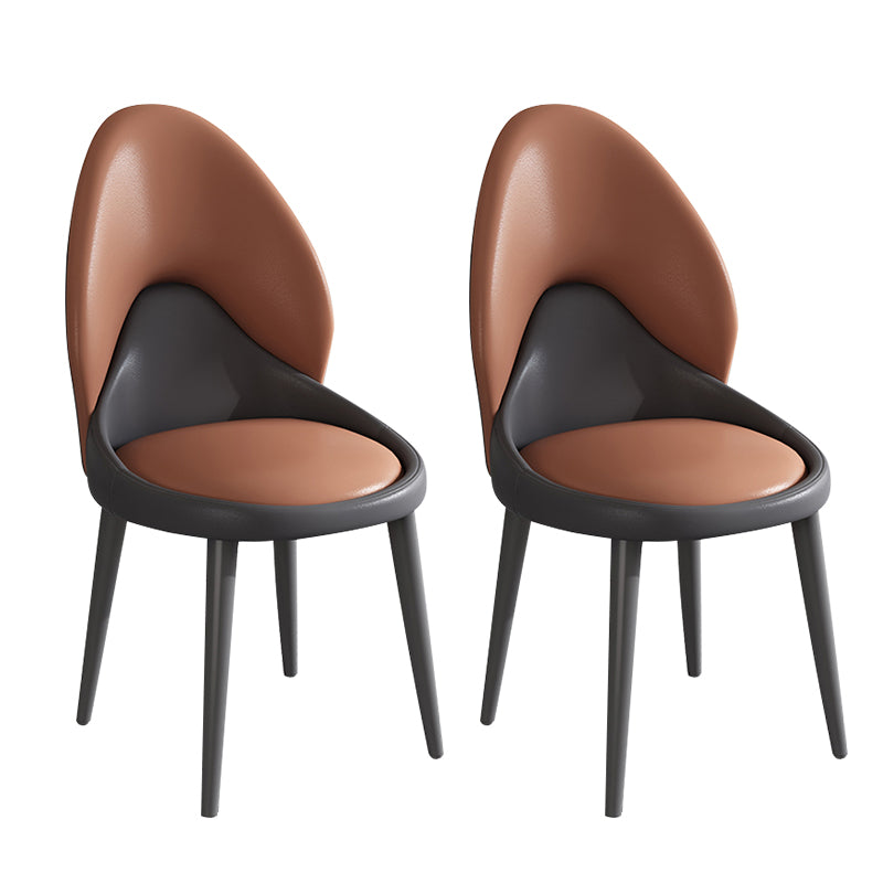 Chaise d'appoint de style moderne, chaise de salle à manger rembourrée en métal à dossier solide (Ensemble de 2)