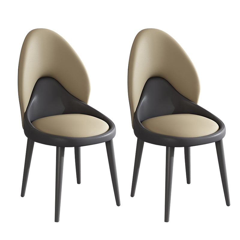 Chaise d'appoint de style moderne, chaise de salle à manger rembourrée en métal à dossier solide (Ensemble de 2)